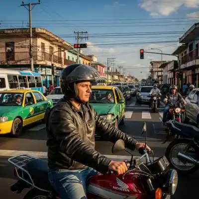 Gestión de Riesgos al Manejar Motos en Honduras motociclista-cruce-caotico-ciudad-honduras